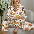 thumbnail image 6 of Salouo Thanksgiving Turkeys 1 Pattern Women's Pajamas Set Long Sleeve Button Down Sleepwear Soft Pj Lounge Sets for women 2 Piece Pjs Set with Long Pants-Medium, 6 of 7