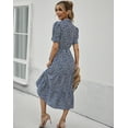 thumbnail image 3 of Floral Print Puff Sleeve Collared Vintage Dress Below Knee Length, 3 of 3