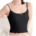 thumbnail image 6 of Tnhcen Women's Summer Cotton Camisole Built-in Bra Sleepwear Lace Trim Sleeveless Backless Top Comfortable Nightwear S-XL Multiple Colors Available Black, 6 of 7