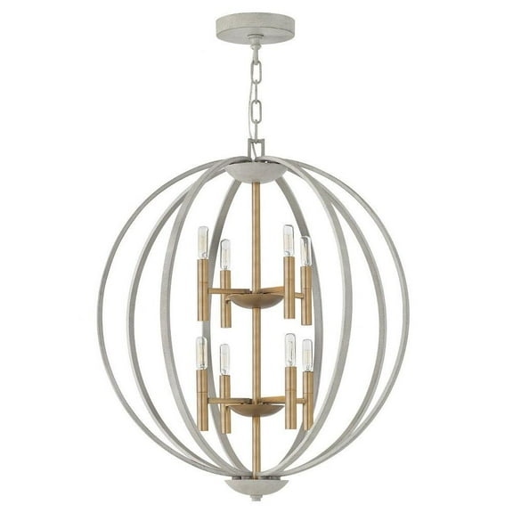 Mid Century Modern Farmhouse Eight Light Chandelier-Cement Gray Finish Bailey Street Home 81-Bel-3002308
