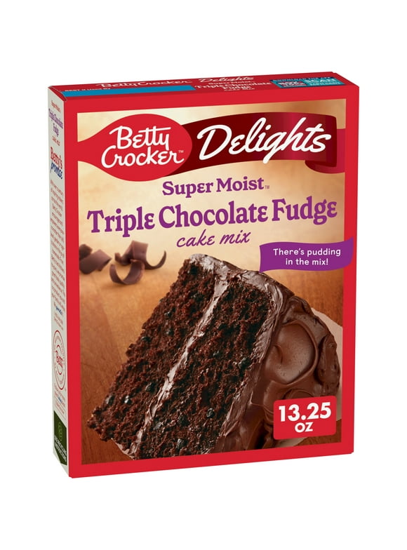 Betty Crocker Delights Super Moist Triple Chocolate Fudge Cake Mix, 13.25 oz