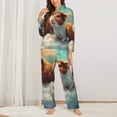 thumbnail image 2 of Lsque Cloud Guinea Pig Pattern Long Sleeve Pajama Set for Women - Soft 2-Piece Sleepwear and Loungewear Set with Pockets, Comfy Nightwear-XX-Large, 2 of 7