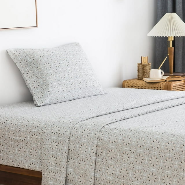 King Size Bed Sheets Set PC Soft Cooling Thread Count Microfiber Printed Sheet Deep Pocket Breathes Better Machine Washable Tropical Palm Tree Fronds Patterned Double
