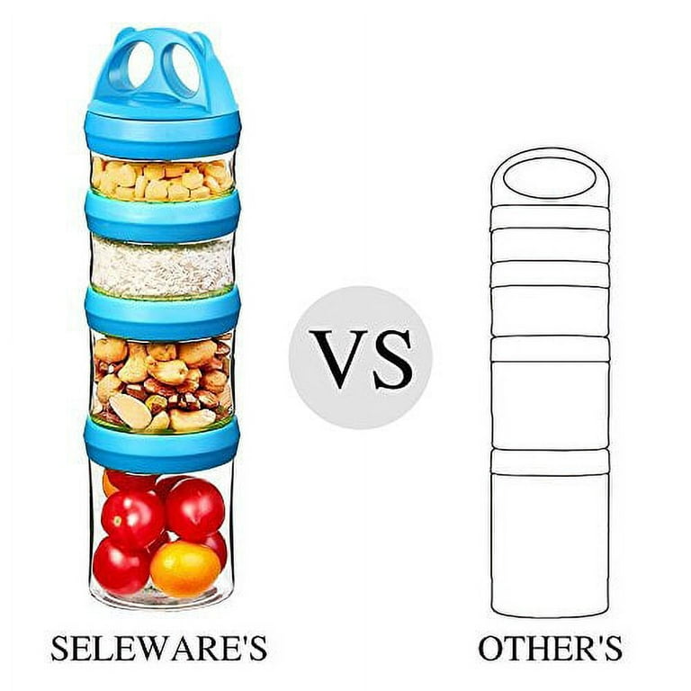 SELEWARE Stackable Snack Jars, Twist Lock Stackable Containers Set, Food  Storage Travel Container for Storing Milk Protein Powder Snacks, BPA Free