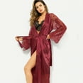 thumbnail image 4 of Douhoow Plus Size Women Bathrobe Long Kimono Lace Nightdress Sleepwear S-3XL, 4 of 8