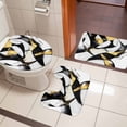 thumbnail image 5 of Modern Geometric Bathroom Rugs Set Black and Gold Line Non Slip Absorbent Soft Bath Mats 3 Piece Set with Bathroom Rug, U-Shaped Floor Mat, Toilet Seat Cover Small Size, 5 of 9