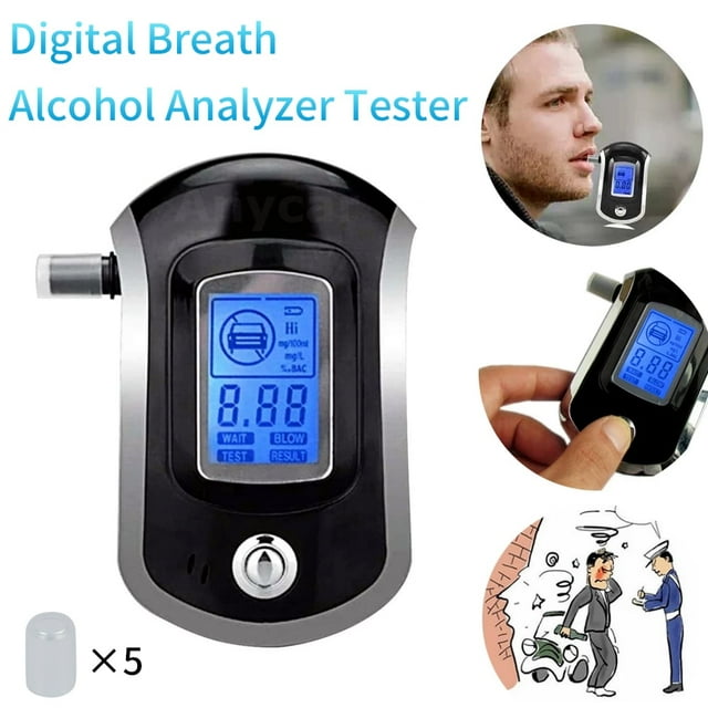 Breathalyzer Digital Blue LED Screen Portable Breath Alcohol Tester Portable Alcohol Detector Accurate Analyzer for Drivers Or Home Use
