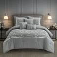 thumbnail image 1 of Lanco Pagoda Striped 6 Piece Comforter Set Grey, Bed Size Queen, 100% Polyester Fill, 1 of 3