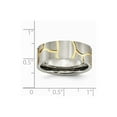 thumbnail image 6 of Grey Titanium Ring Band Wedding Grooved Yellow IP-plated Mens 8mm Brushed, 6 of 6