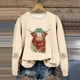 thumbnail image 2 of Goindgs Fall and Winter Sweatshirts for Women Cow Graphic Long Sleeve Pullover Crew Neck Loose Hoodless Soft Casual Women's Shirts B-Beige S, 2 of 4