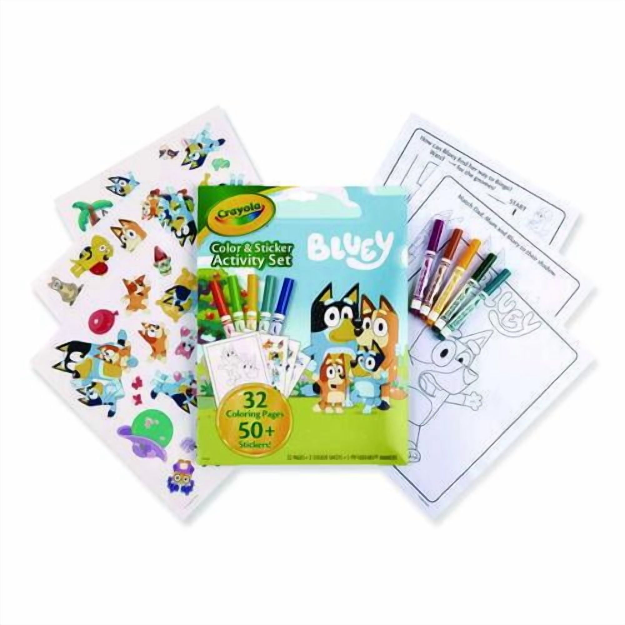 Bluey Color and Sticker Activity Set, Includes Five Markers, Ages 3 and Up, 32 Pages | Bundle of 5