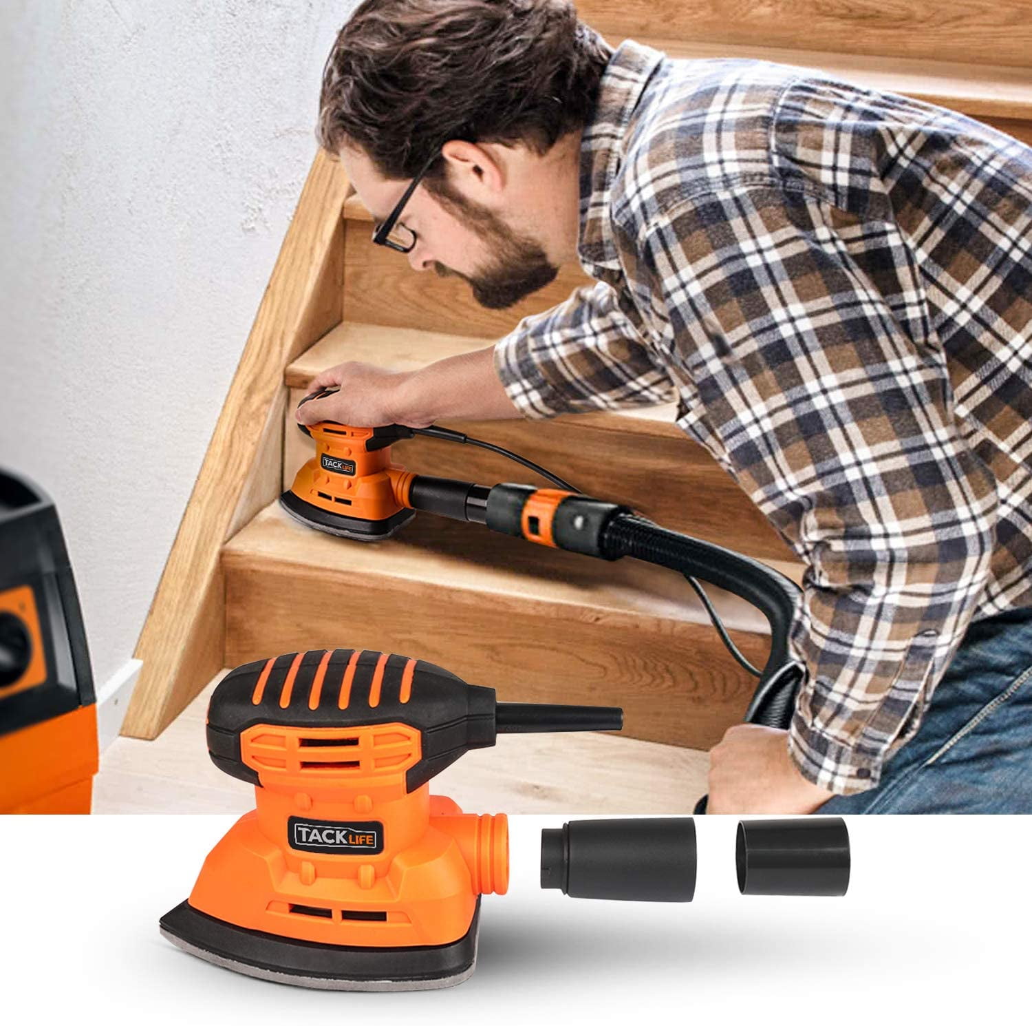 Tacklife 1.1A 130W 12 000 OPM Classic Mouse Detail Sander with