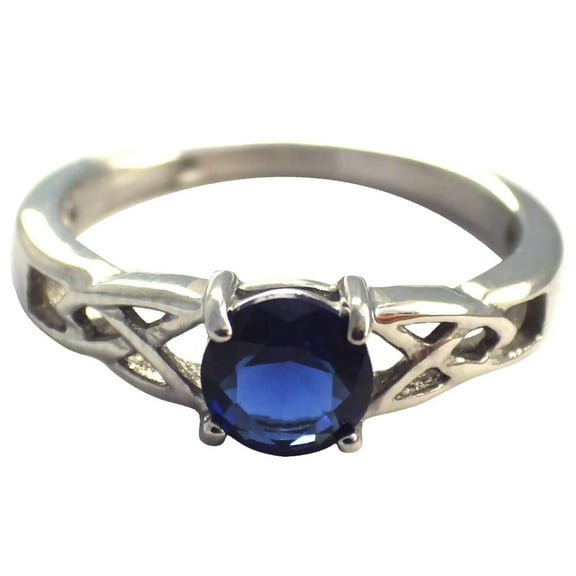 Celtic September Birthstone Ring Womens Blue Cubic Zirconia Engagement Band Fantasy Forge Jewelry