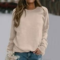thumbnail image 2 of HNMKIU Chandail en Molleton Col Rond Femme Quotidien Maison Extérieur Entraînement Manches Longues Col Rond T-Shirt Haut Imprimé Chandail en Molleton Blouse de Rue Mode Urbaine, 2 of 4