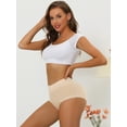 thumbnail image 4 of DARING DIVA Women's Cotton High-Lace Trim Tummy Full Coverage Brief Panties S Beige, 4 of 6