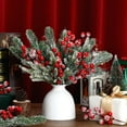 thumbnail image 3 of Dalrosia 40PCS Berry Stems Pine Branches with Snow Artificial Christmas Picks Floral Pine Cones Faux Stems Spray Christmas Tree Picks Artificial Pine Branches Holly Pine Sprigs for Crafts, 3 of 6
