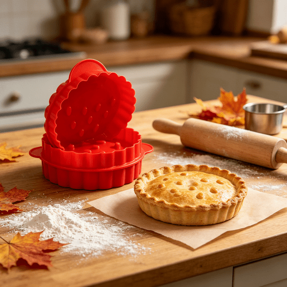 Silicone Mini Pie Mold, Non-stick Mini Quiche Molds, Multipurpose Hand Pie Molds for Baking Cake Dumpling Chocolate, Food-Grade Small Tart Pan for Harvest Party & Home Kitchen Baking(Red)
