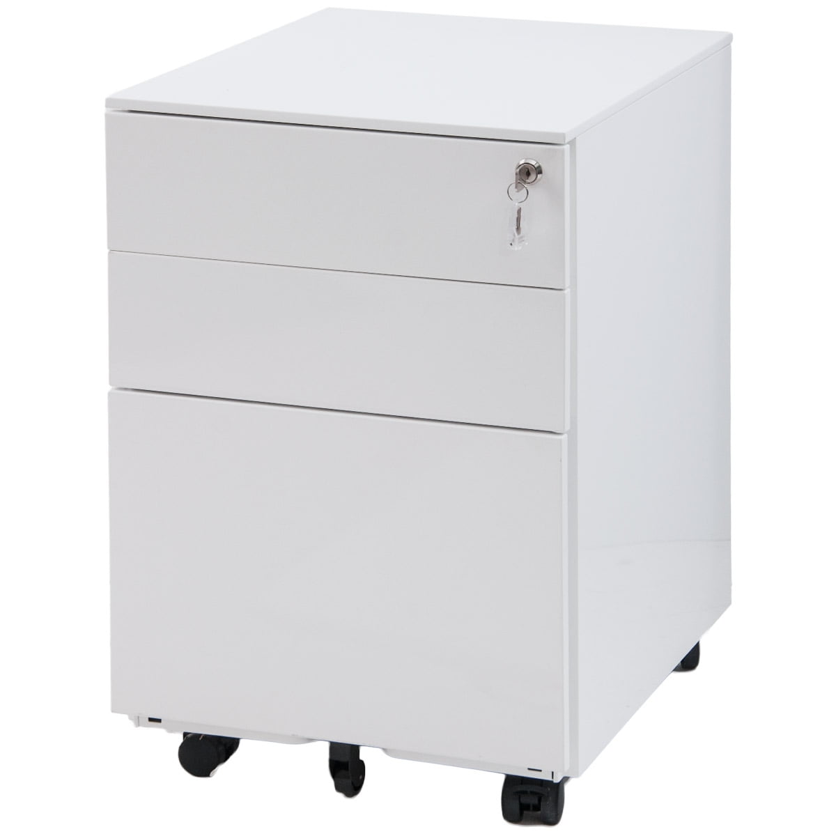 Merax Three Drawer File Cabinet Mobile Metal Lockable ...