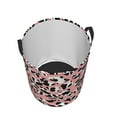 thumbnail image 3 of PAYOHTO Foldable Laundry Room Hamper Bucket Waterproof Bathroom Basket for College Student Living Room Storage Pillows Blankets Leopard Print Cow Skin Pink, 3 of 8