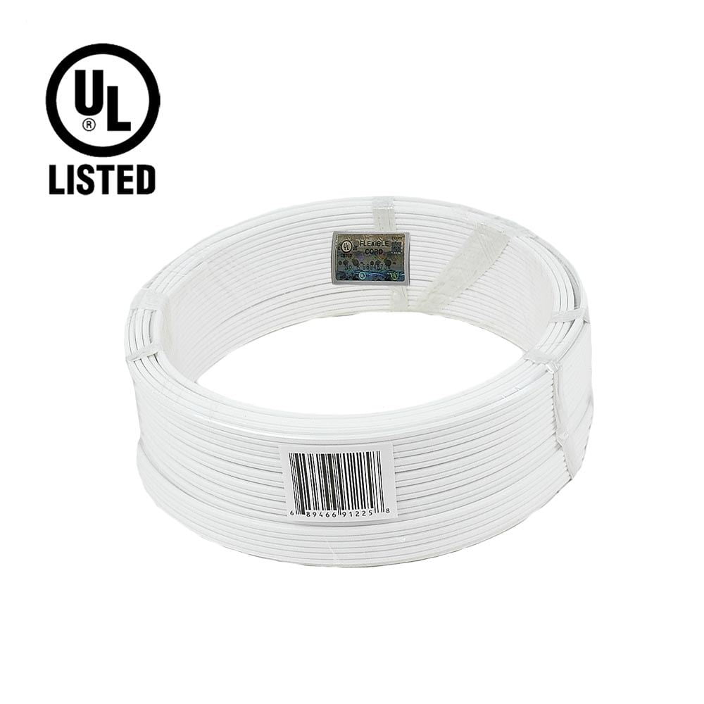 Novelty Lights 100' White SPT-1 Zip Extension Cord Wire Spool, Make Custom Extension Cord, 18 AWG Wire