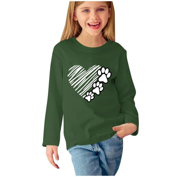 Qingpeng Toddler Boys Girls Basic Shirt Kids Casual Slim Cute Print Shirt Round Neck Long Sleeves Pullover Shirt Top