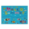 thumbnail image 3 of Saying Cutting Board, Colored Welcoming Hello Words Print with Patchwork Style Sea Fish and Clouds Image, Decorative Tempered Glass Cutting and Serving Board, Small Size, Multicolor, by Ambesonne, 3 of 5