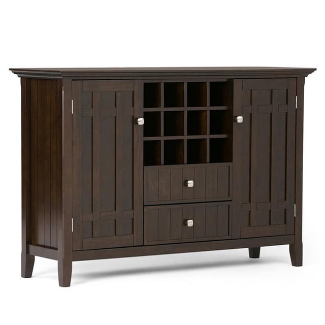 Allora Wood 54" Transitional Sideboard Buffet Credenza and Wine Rack in Brown