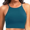thumbnail image 5 of Women's Plus Size Swim Top Solid Color Adjustable Straps Removable Pads Racerback Tankini Top Summer Beach Pool Bathing Suit Blue, 5 of 5