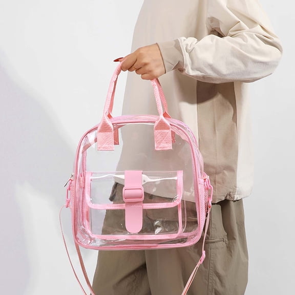 Byujiro Clear PVC Backpack Transparent Crossbody Bag Multi-Pocket See-Through Tote with Top Handle for Events, Travel & Daily Use