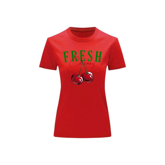Playera Blusa De Cerezas Fresh Cherry Ropa Para Mujer Ropa Para Dama Color Rojo Talla Grande Marca Emil SaEs