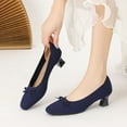 thumbnail image 2 of Xfvqtps Womens Bow Heels Knit Fabric Pumps Block Heel Slip Ons Casual Pointed Toe Shoes Decorative Bow Heels for Women Comfortable & Stylish Everyday Heels, 2 of 6