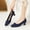 Navy, variant on Wine Women'S Square Toe Thick Heel Pumps With Bow Knitted Solid Color Shallow Mouth Fashionable Casual Shoes For All Seasons Size 36 Eu Weight 0.87 Lb