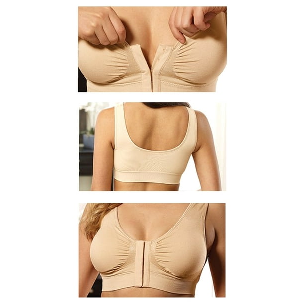 Miracle Bamboo 3 Pack Bras Front Closure - White, Black & Nude 34b