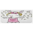 thumbnail image 1 of Bunny Kitchen Mat, Rock Star Rabbit Animal Speakers Music Notes Girls Humor Heart Cartoon, Plush Decorative Kitchen Mat with Non Slip Backing, 47" X 19", Pale Pink Yellow, by Ambesonne, 1 of 1
