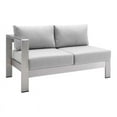 thumbnail image 1 of Modway Shore Fabric & Aluminum Outdoor Patio Left Arm Loveseat in Silver & Gray, 1 of 4