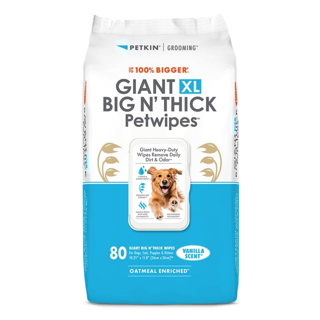 Toallitas Petkin Giant XL Big N' Thick 80 toallitas con aroma a vainilla