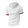 thumbnail image 4 of Aofany Mens Short Sleeve Hoodies Tops Solid Hooded T Shirt Gym Workout Pullover Athletic Shirts, 4 of 8
