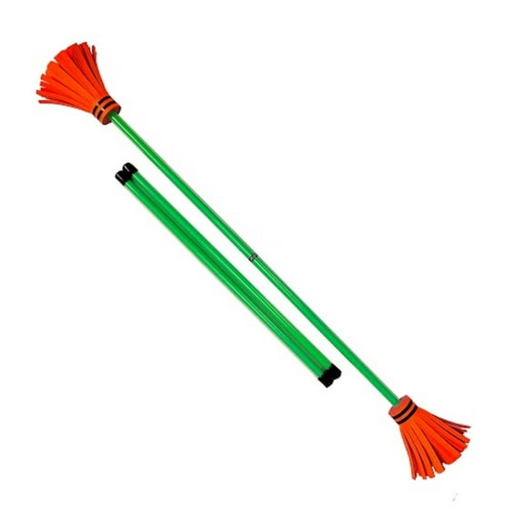Z-Stix Juggling Flower Sticks-Devil Stick and 2 Hand Sticks, High Quality, Beginner Friendly - UV Reactive Sport Line (UV Green Stick with UV Orange Flowers)