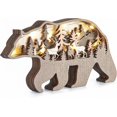 thumbnail image 1 of Figuras y estatuas de animales del bosque de madera para decoración del hogar, esculturas de arte de pared de oso estético 3D para decoración de mesa central de sala de estar, rúst, 1 of 5