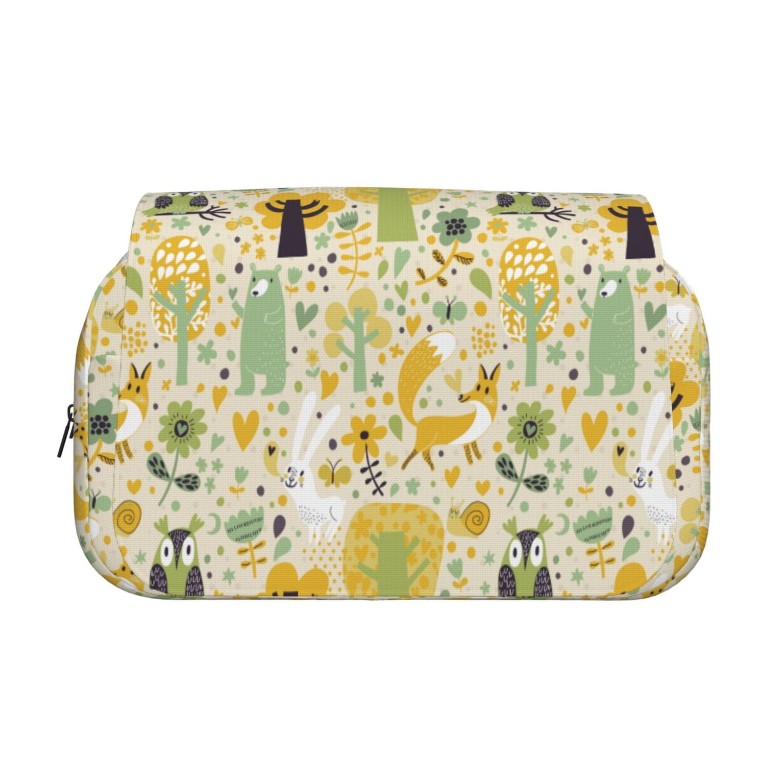 Rateoe Animal Tree Pattern Double Clamshell Pen Case, Storage Organizer with Two Zipper Compartments– Holds Up to 50 Pencils & Pens