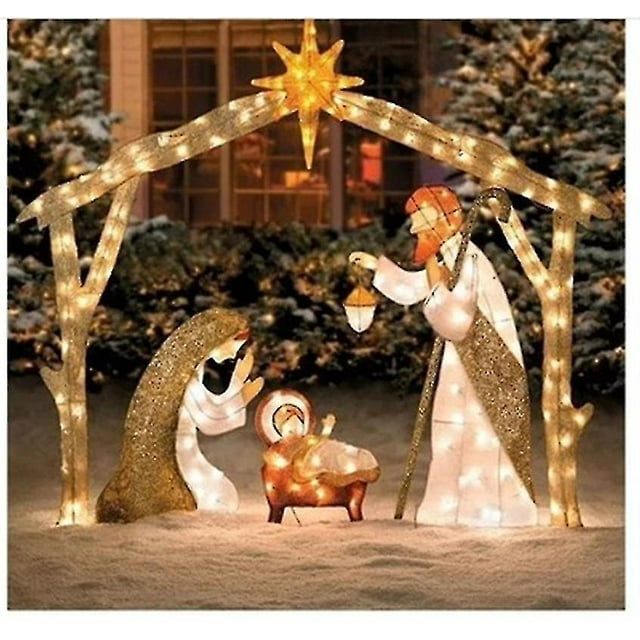 Crystal Splendor Outdoor Scenes Christmas Decoration, Nativity Scene Blue