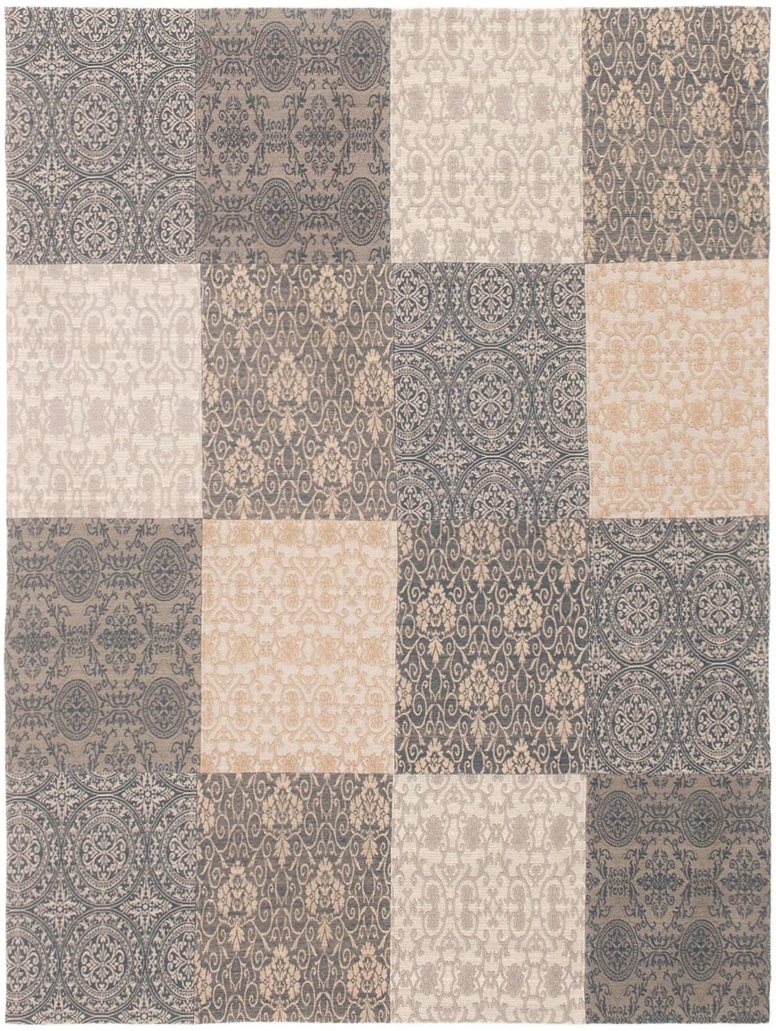 ECARPETGALLERY 5'8" x 7'7" Transitional Collage Handmade Area Rug for Living Room, Dining Room and Bedroom in Blue