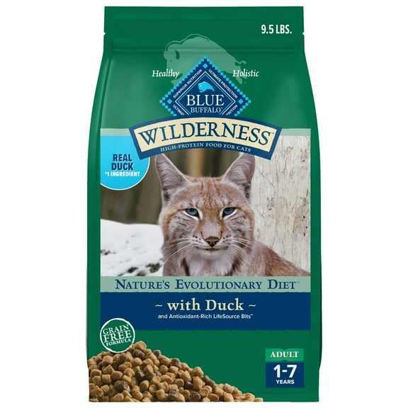 Blue Buffalo Wilderness Natural High-Protein, Grain-Free Dry Cat Food, Duck, 9.5-lb. Bag