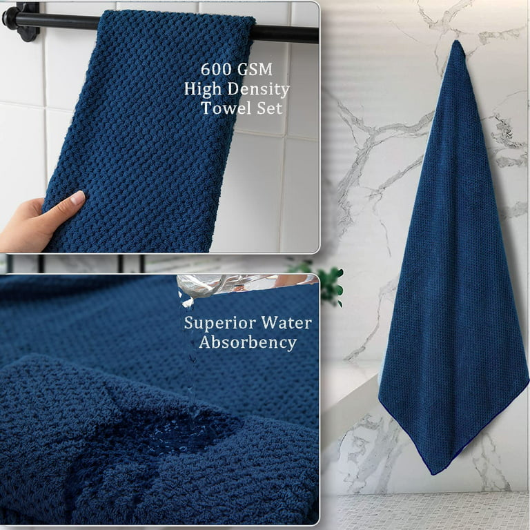 Jessy Home 4 Pack Oversized Bath Sheet Towels 700 GSM Ultra Soft Navy Blue Bath  Towel Set 
