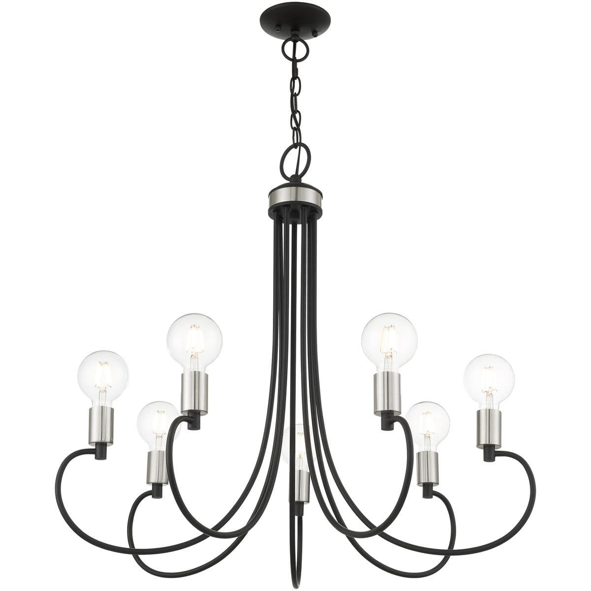7 Light Black Chandelier with Steel base material