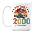 thumbnail image 1 of Vintage 2000 feat. a Strong Woman & Retro Sunset Ceramic Coffee & Tea Mug (15oz), 1 of 6