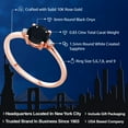 thumbnail image 2 of Gem Stone King 10K Rose Gold Black Onyx and White Created Sapphire Solitaire Engagement Ring for Women (0.83 Cttw, Round 6MM, Gemstone December Birthstone, Size 9), 2 of 6