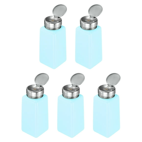 Distributeur de Solvant et d'Alcool 5 Pcs 250ml(8.5oz) Dissolvant de Vernis à Ongles, Bouteille Pompe à Pression pour Dissolvant de Liquide avec Tête de Pression en Acier Inoxydable pour Nettoyant à l'Acétone, Bleu