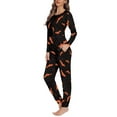 thumbnail image 2 of Renewold 2 Pieces Relaxed Pajama for Women Halloween Day Bats Web Pajamas Pants Set Personalized Long Sleeve Tee Loungewear Stretchy Long Sleeve Tracksuit Size 3XL, 2 of 5