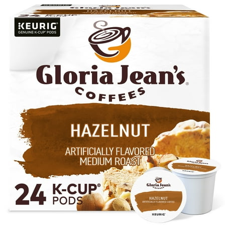 Gloria Jean's Coffee, Hazelnut Medium Roast K-Cup Coffee Pods, 24 Count